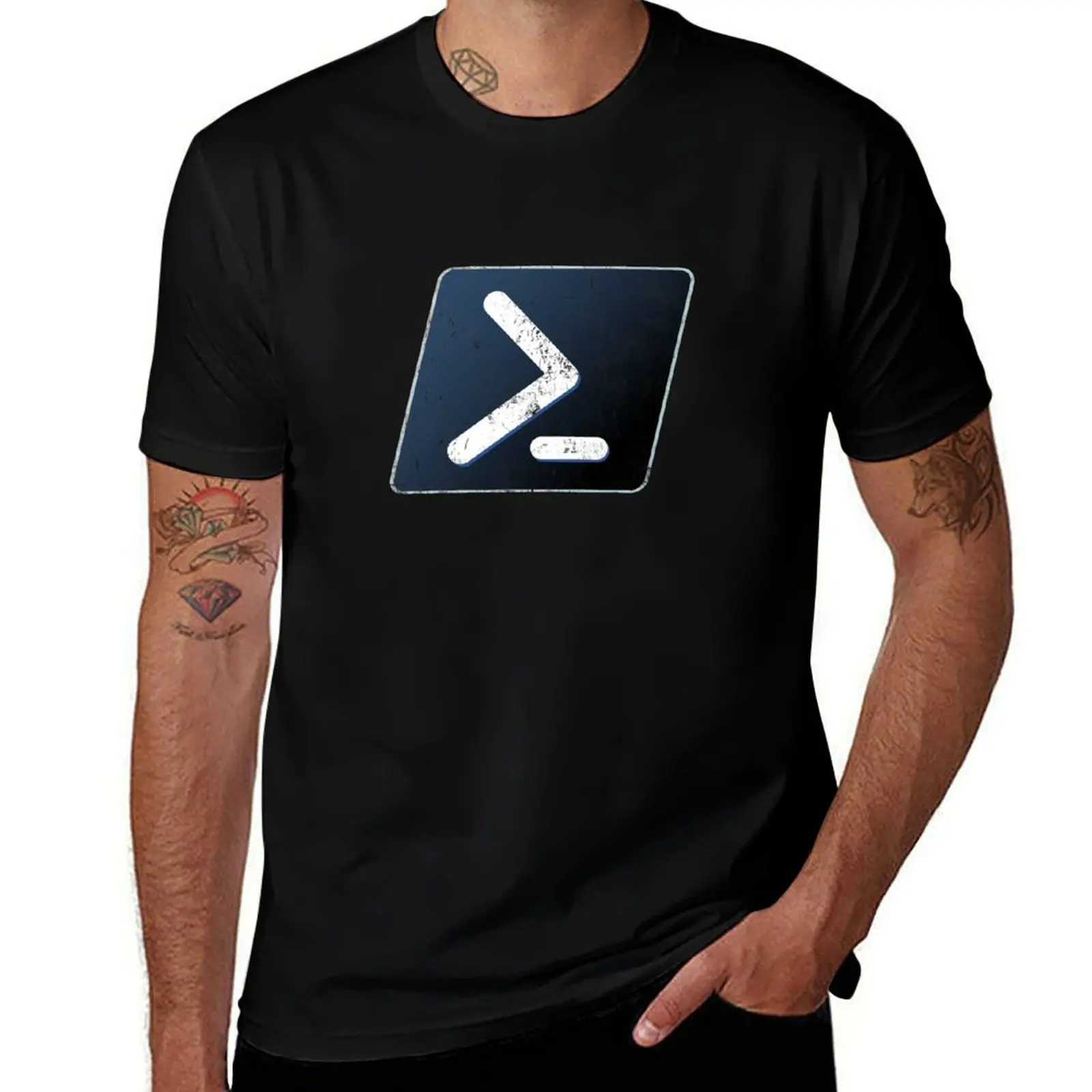 Винтажная футболка PowerShell, хлопковые футболки с рисунком, фигурки аниме, забавные подарки, мужская одежда
