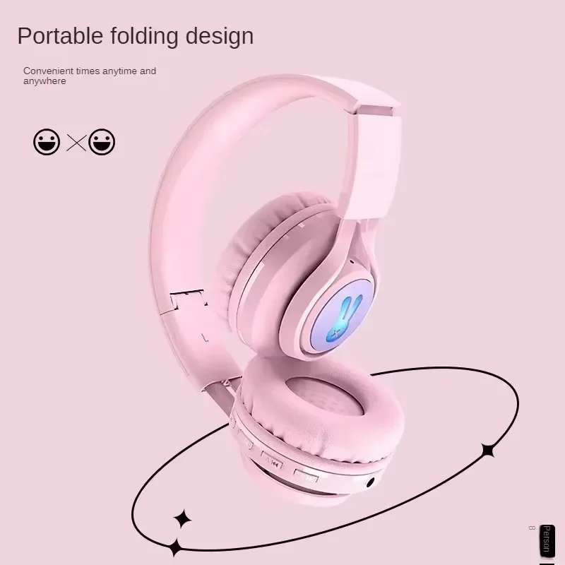 Фото Светящаяся беспроводная Bluetooth-гарнитура с качеством звука HiFi и сверхдлительным сроком службы батареи для девочек и детских игровых наушников №4