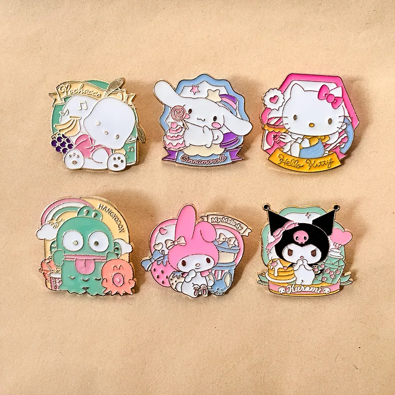 6 шт. оптом Sanrio аниме Hello Kitty эмалевые булавки куртка значок брошь аксессуары Милая Kuromi Мелодия булавки для девушек ювелирные изделия подарок