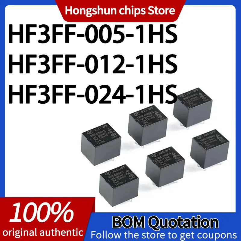 HF3FF-005-1HS HF3FF-012-1HS HF3FF-024-1HS Оригинальное реле 1 комплект нормально разомкнутых 10 А 4 контакта