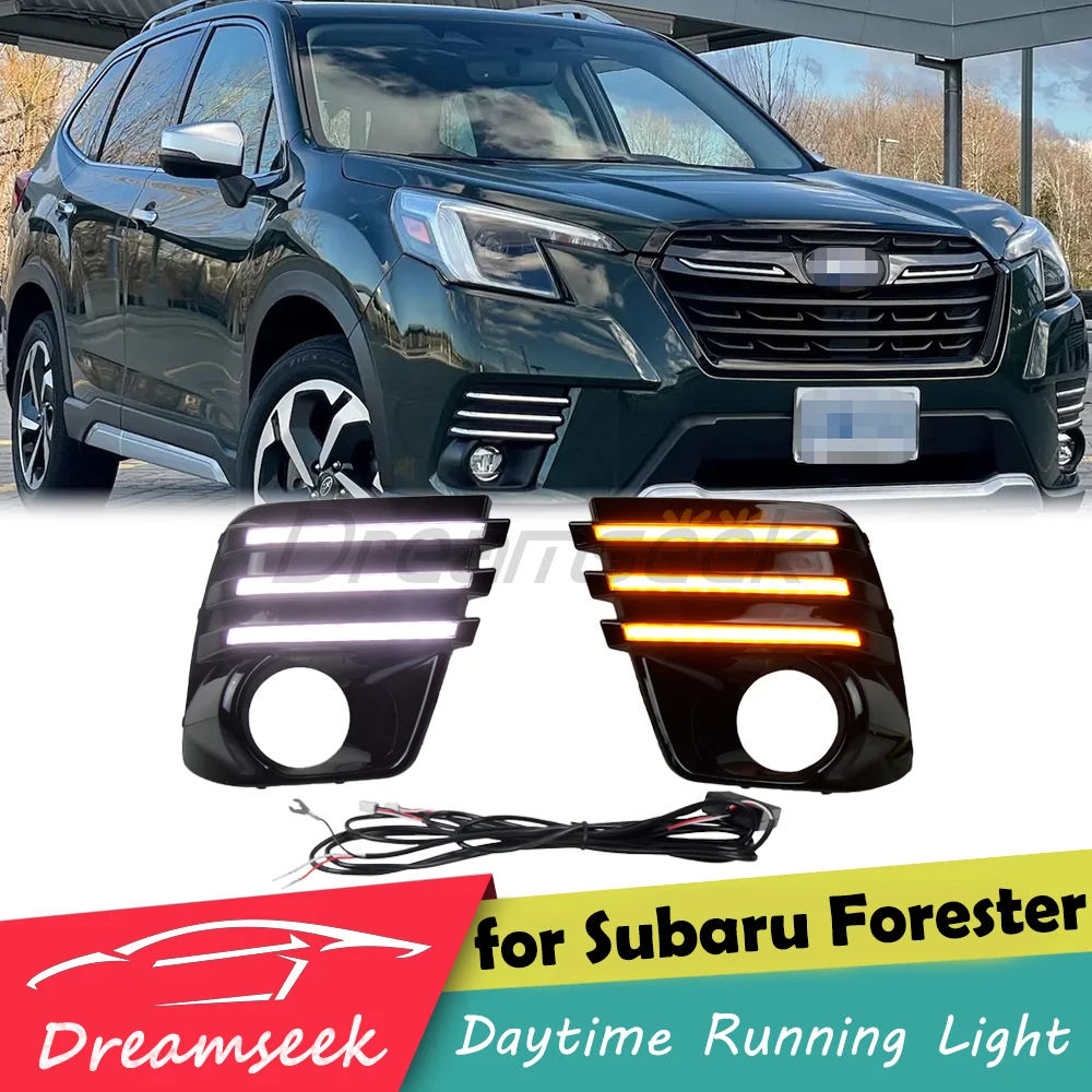 Фонарь для дневных ходовых огней, для Subaru Forester SK 2022 2023 2024, противотуманная фара с динамическим последовательным желтым указателем поворота