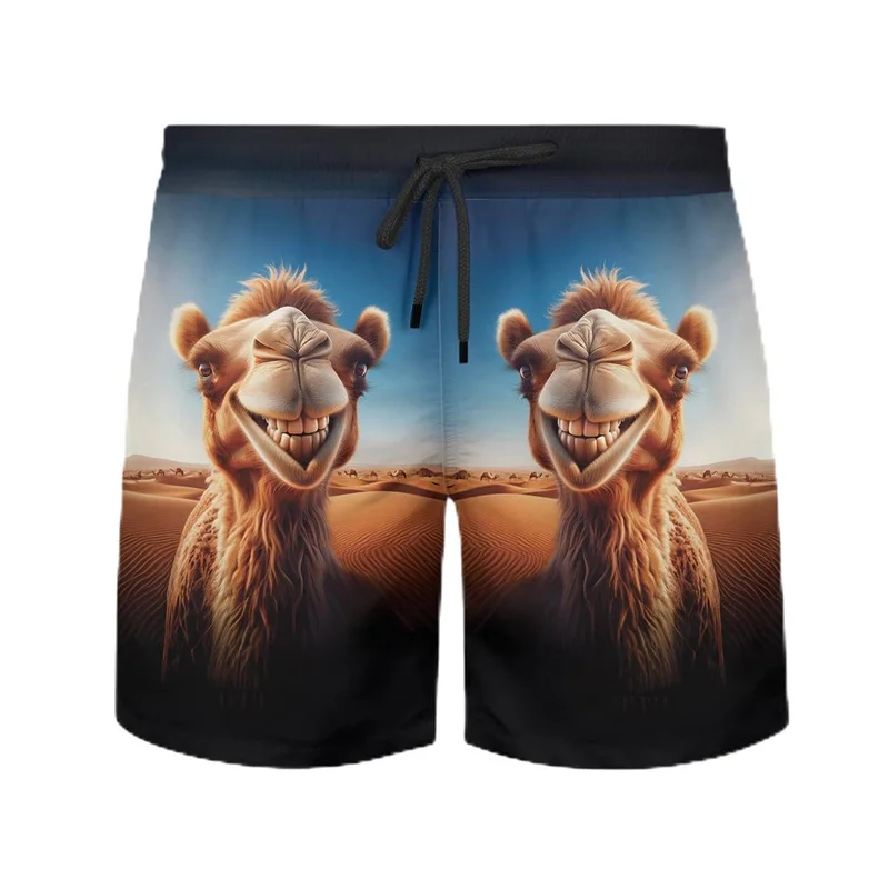 Фото Funny Camel Pattern Hawaiian Beach Shorts Men Cool Cute 3d Printing Animal Swimming Trunks Oversized Summer Street Short Pants №5