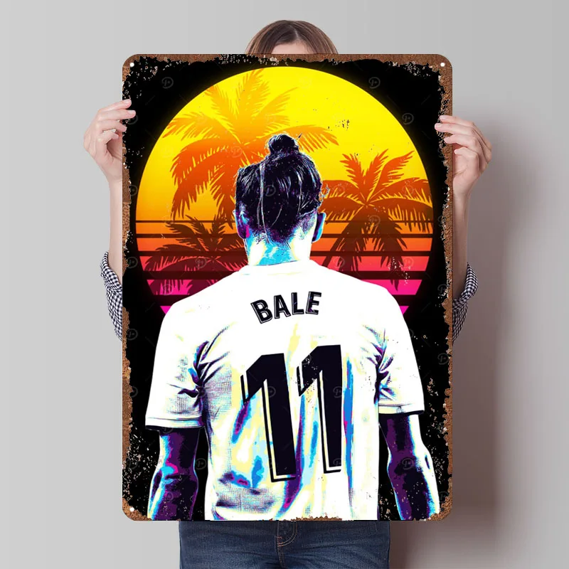 Gareth Bale Ретро Художественный Плакат Футбол Металлический Знак Украшение Интерьера Комната Пользовательские Футбольные Жести Знаки для Настенного Художественного Украшения