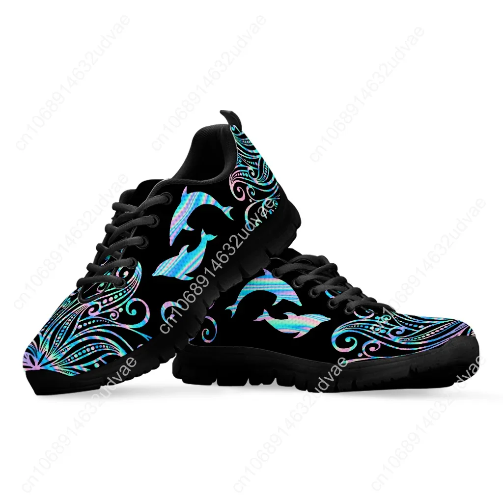 Фото Gradient Ombre Dolphin Print Comfort Mesh Shoes Women's Comfortable Animal Needs Custom Shoes Platform Sneakers Gift №3