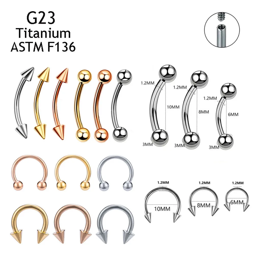 Классические ASTM F136 титановые 16 г ослепительные серьги для пирсинга губ, серьги для носа, спирали для губ, шпильки для языка, ногтей, ювелирные изделия для пирсинга
