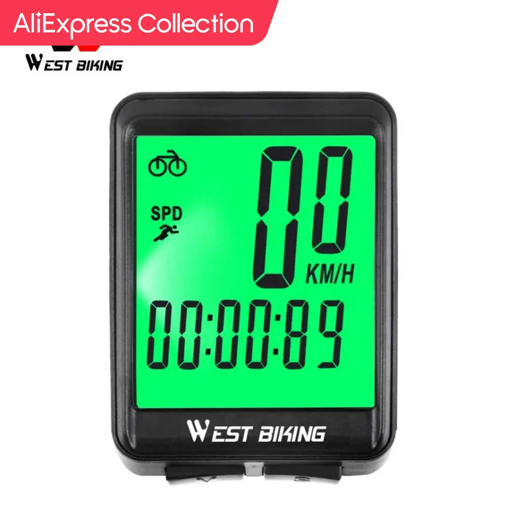 Подборка AliExpress WEST BIKING беспроводной компьютер для горного велосипеда, дорожный велосипед, одометр, водонепроницаемый с подсветкой, велосипедный спидометр, светодиодный Rate, секундомер