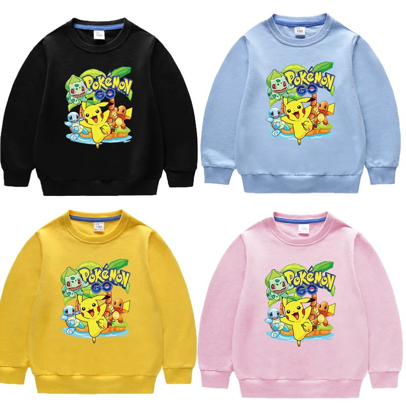 Детская толстовка Takara Tomy Pokemon Pikachu, толстовка, пуловер, пальто для маленьких мальчиков и девочек, топы, футболка с длинными рукавами, одежда