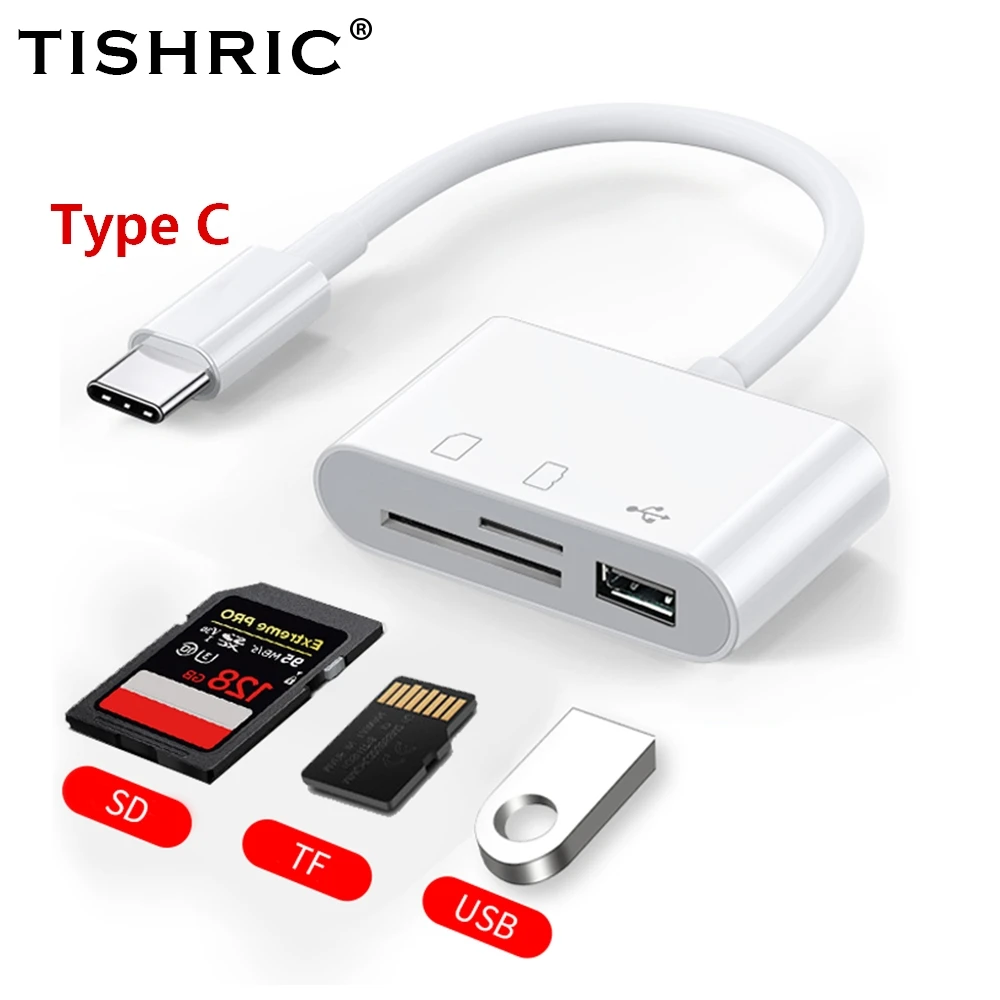 Адаптер для чтения карт TISHRIC Micro USB Type C TF для Macbook Samsung Huawei XiaoMi, ноутбуков, телефонов