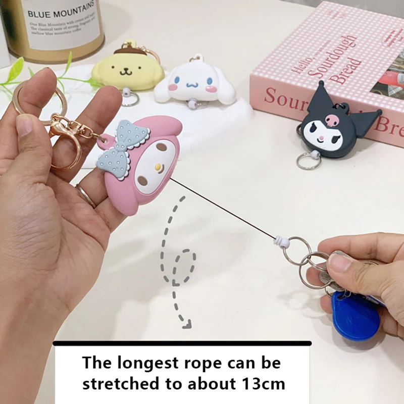 Sanrio милые Мультяшные брелоки легко тянущиеся пряжки выдвижные Брелоки для ключей цепочки для ключей подвеска