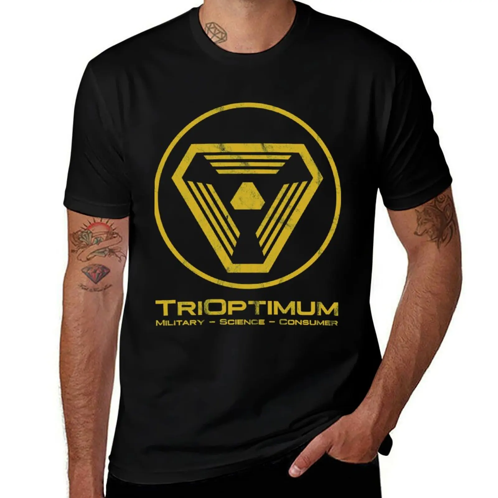 Логотип TriOptimum, вдохновленный системой Shock Essential. Футболка мужская футболка топпинг одежда для мужчин