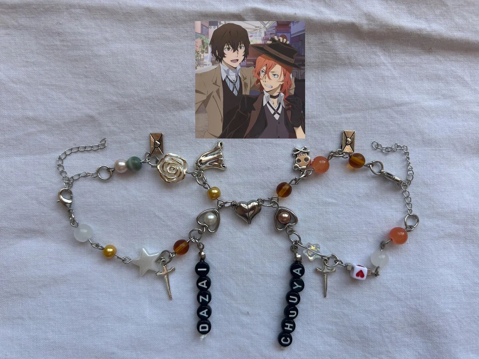Браслеты для пар в стиле Dazai Osamu и Chuuya, креативные подарки ручной работы, браслеты из бисера