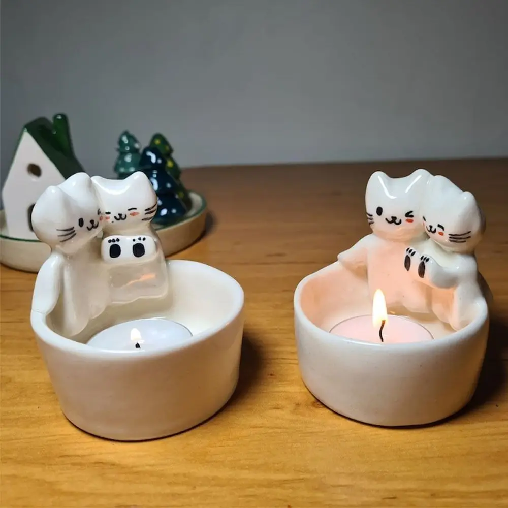 Подсвечник из смолы с мультяшным котенком, согревающий Его лапы, подсвечник с грилем, согревающие Ароматические Лампы
