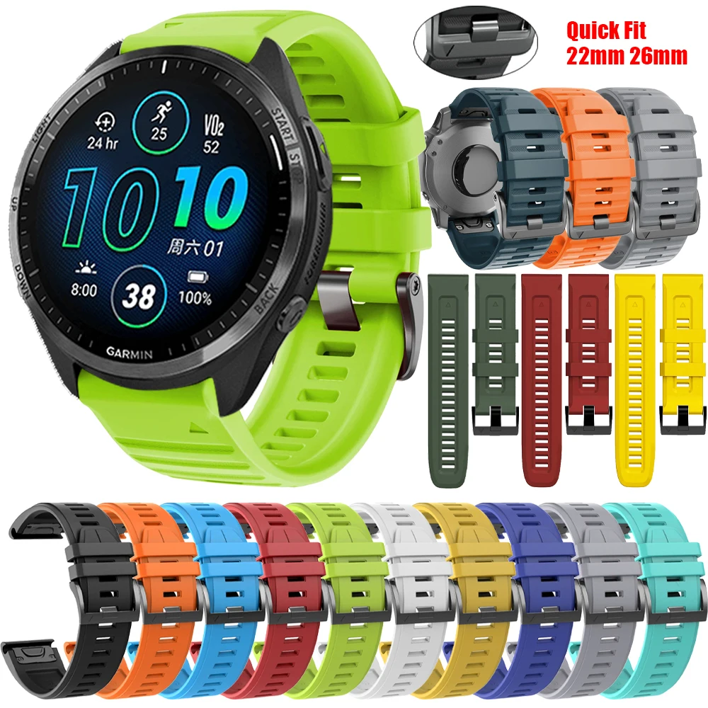 Ремешок резиновый для Garmin Forerunner 965, быстросъемный силиконовый браслет для наручных часов Enduro Mk2/2i 1 Epix Gen 2 Soft Fenix 7 6X 5 3 22/26 мм