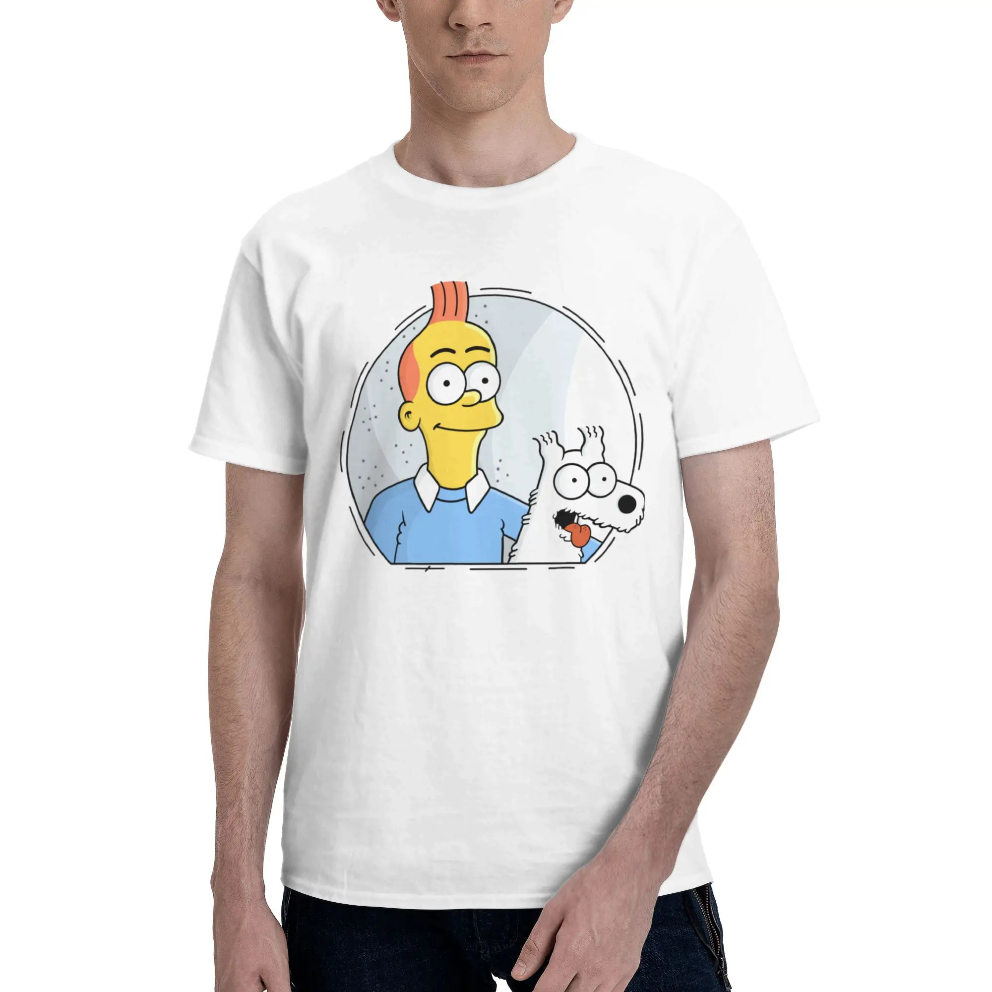 Модные футболки с собакой S-Simpsoned на заказ, мужская футболка с коротким рукавом, повседневная футболка, 100% хлопок, облегающие футболки, товары