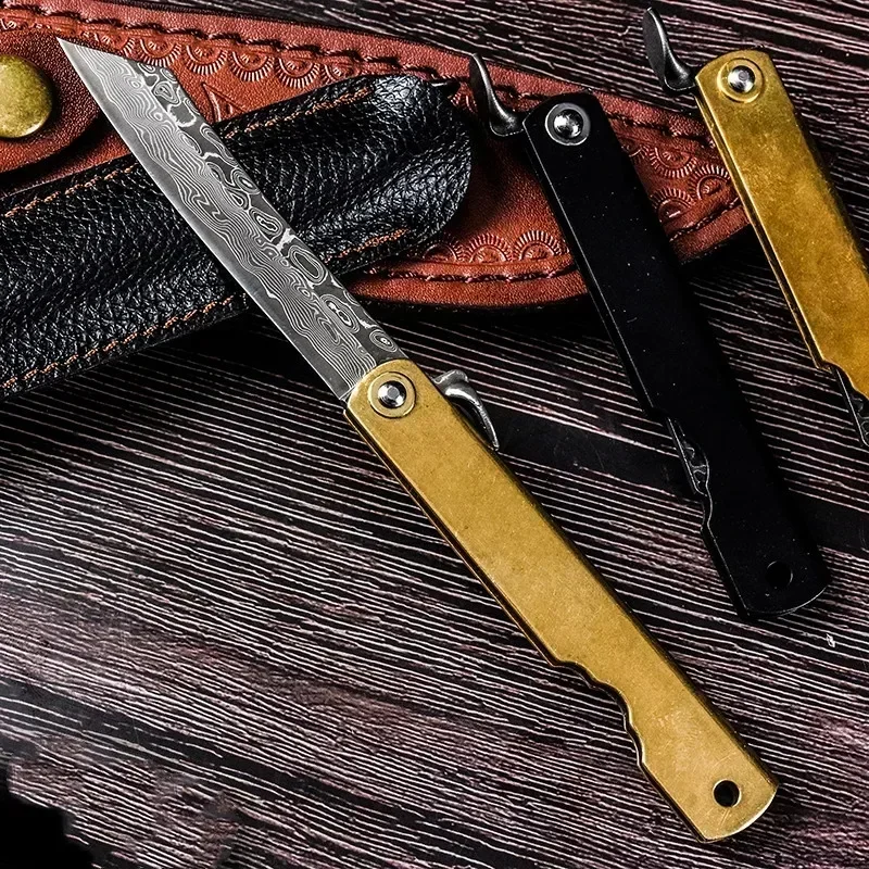 EDC Карманный складной нож Higonokami, японский нож для самообороны, дамасская сталь, мульти-тактический инструмент для выживания в кемпинге, фруктовый нож