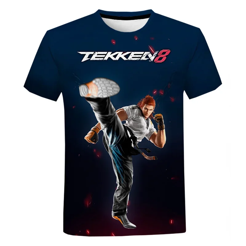 Фото Tekken 8 Fighting Game 3D Printed T Shirt For Men Clothes Fashion Harajuku Streetwear T-Shirt Leisure Crewneck Short Sleeve Tops №2