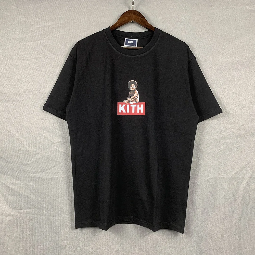 Фото Футболка KITH Tide мужская с коротким рукавом, модная повседневная рубашка свободного покроя, простая уличная одежда с принтом рэп-афро, лето 2023 №2