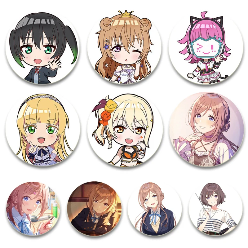 Аниме The Idolm@ster 58 мм, простые булавки на пуговицах, дизайнерские броши с героями мультфильмов, повседневный стильный значок с орнаментом для аксессуаров для сумок