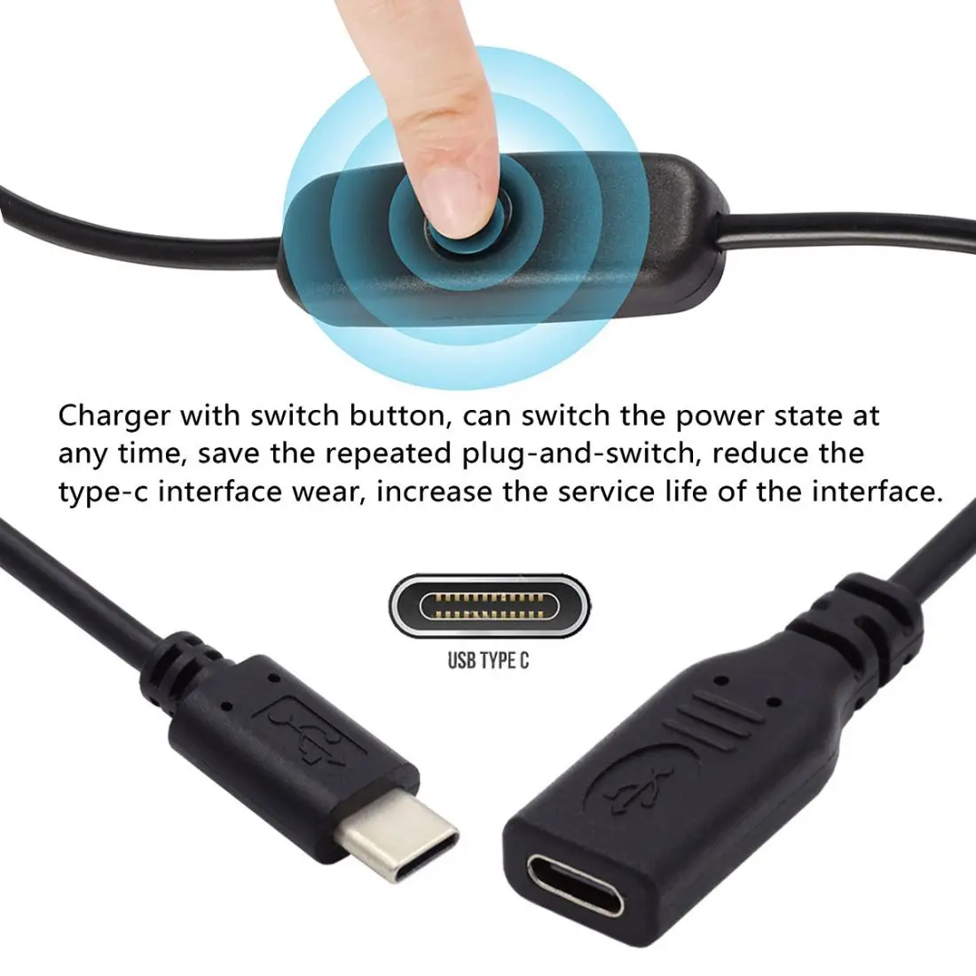 Фото Кабель USB Type-C «штырь-гнездо» для клавиатуры ноутбука Raspberry Pi 4B С кнопкой включения/выключения питания №4
