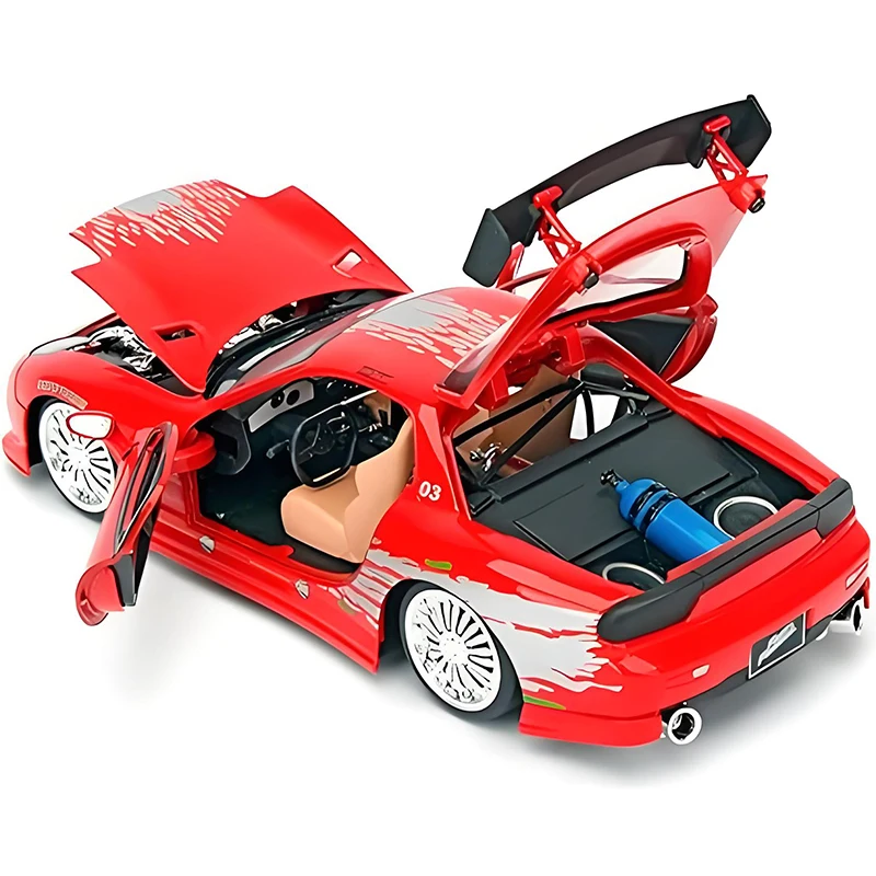 Фото JADA 1:24 Fast & Furious Doms Mazda RX7 легкосплавный автомобиль, литье под давлением и игрушечный транспорт, модель автомобиля, миниатюрная масштабная модель автомобиля для детей №5