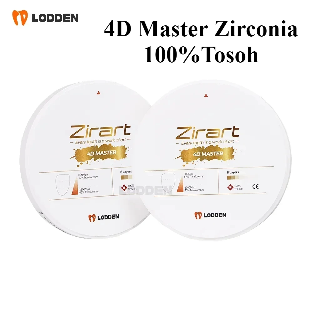 100% многослойный блок Tosoh Zirconia 4D Master Zriart 98 мм, многоцветный для открытых материалов для стоматологических лабораторий CAD/CAM