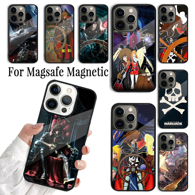 Чехол для телефона для iPhone 16 15 14 13 12 Mini 11 Pro Max Plus Magsafe, магнитный чехол с беспроводной зарядкой, космос, пират, капитан харлок