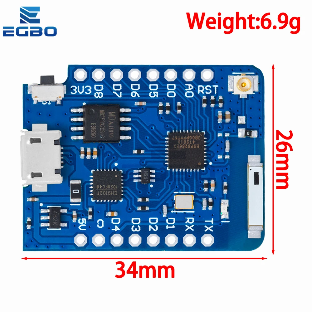 Фото WEMOS D1 Mini Pro 4M байт внешний антенный разъем на основе NodeMCU ESP8266 ESP-8266EX CP2104 WIFI макетная плата Micro №3