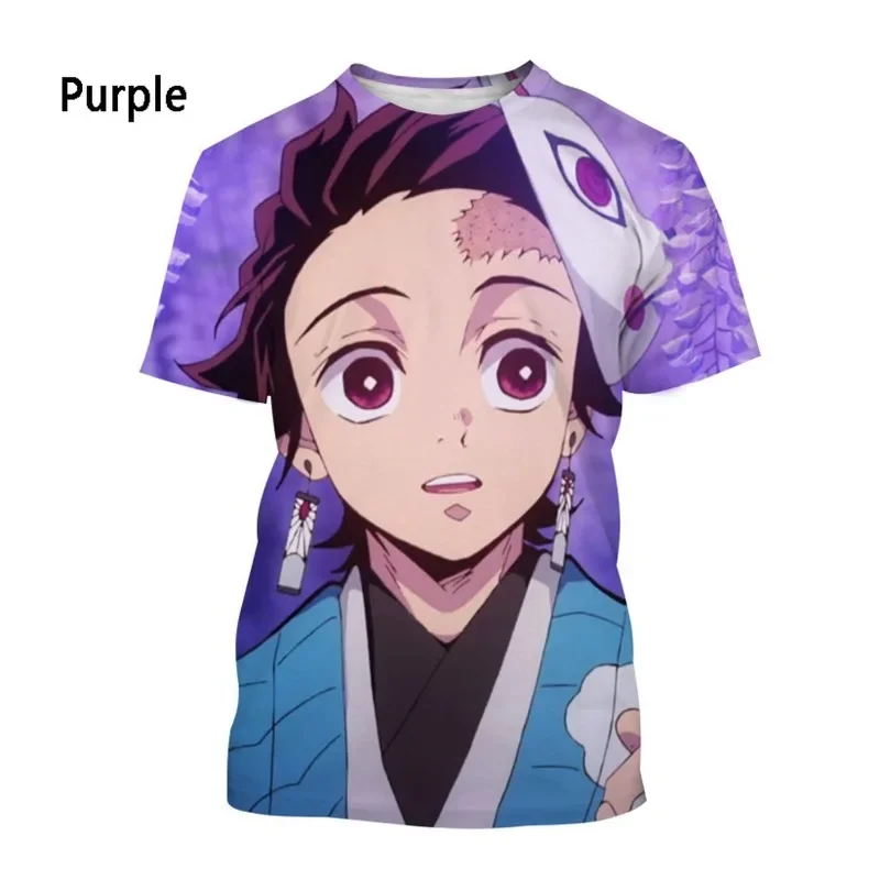Фото Летняя футболка Demon Slayer Stampata in 3D Unisex Casual Harajuku Abbigliamento Oversize Personaggio Dei Cartoni Animati Kimetsu №4