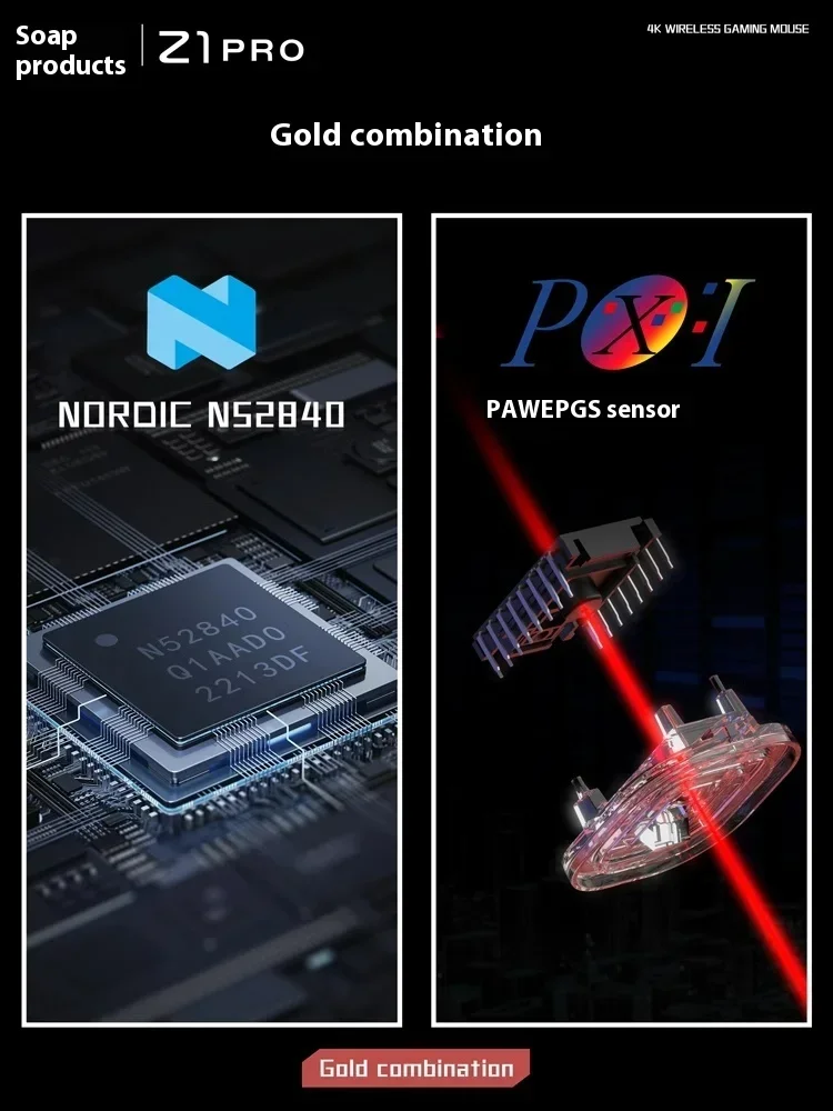 Фото Zaopin Z1 Pro MAX Мышь 4K PAW3395 Трехрежимная беспроводная игровая мышь Bluetooth Легкая мышь на заказ Офисные аксессуары для ПК Подарок №4