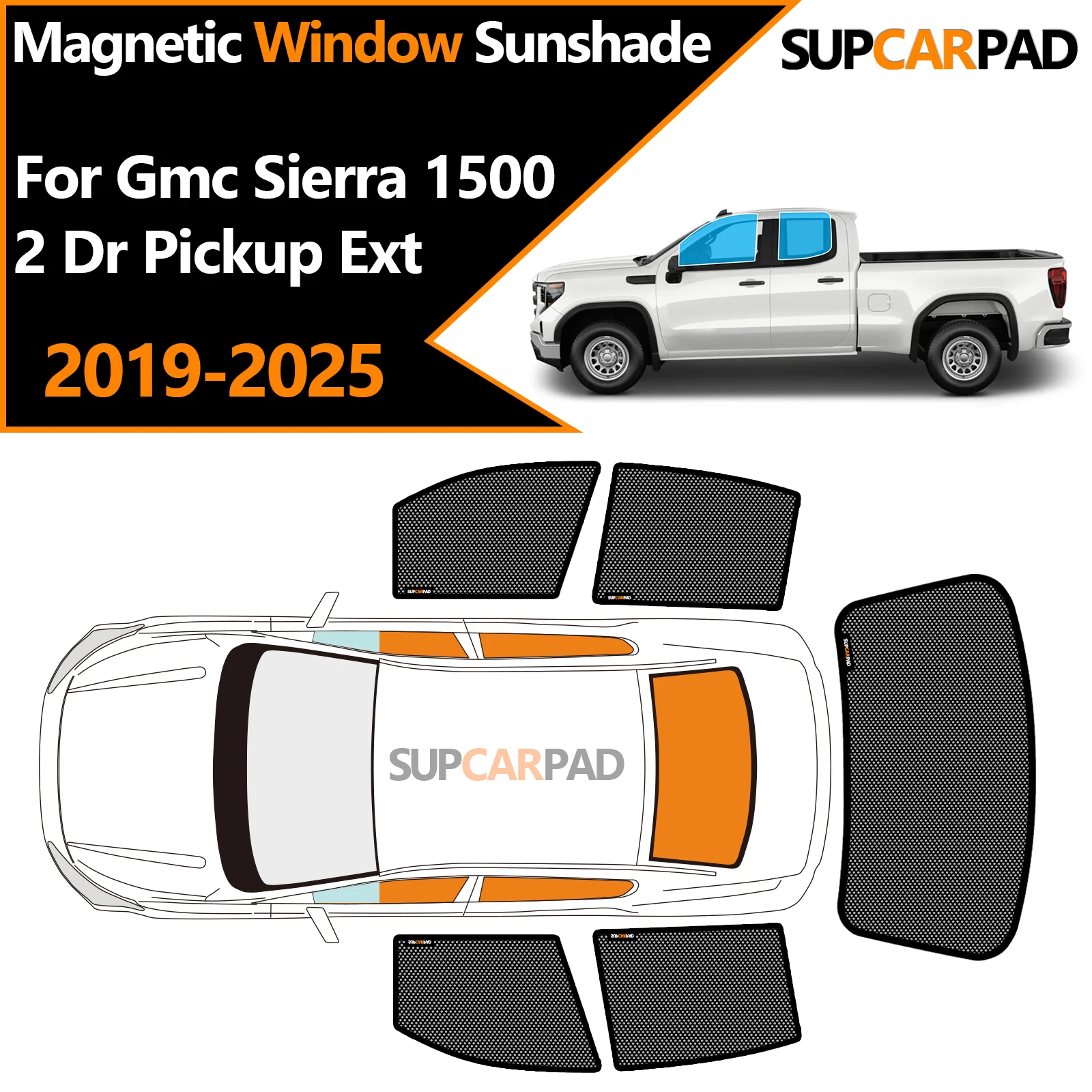 Солнцезащитный козырек на окно автомобиля на заказ для Gmc Sierra 1500 2 Dr Pickup Ext 2019-2025, магнитная штора, сетчатая штора на переднее лобовое стекло