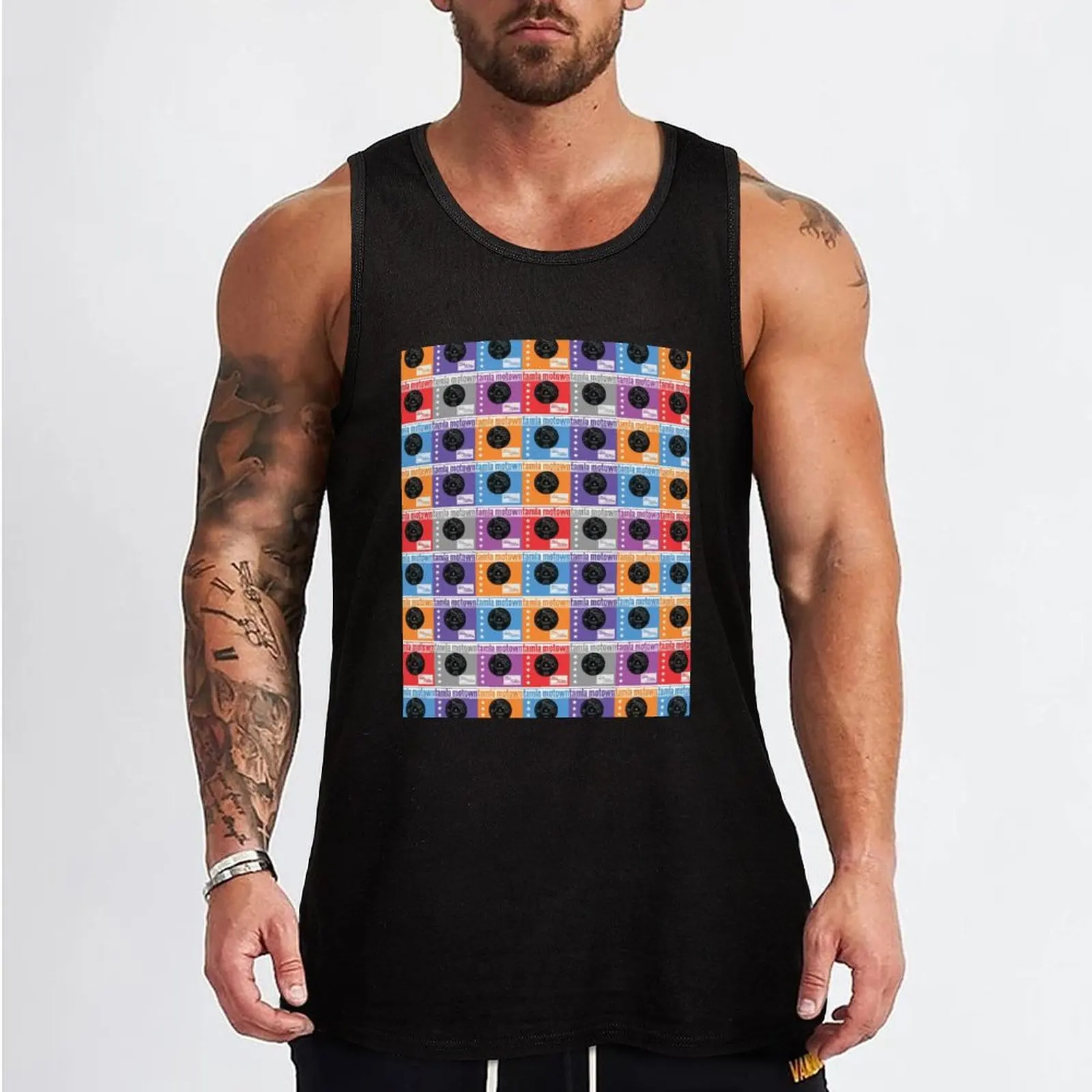 Фото Tamla Motown Color Record Design Майка для спортзала для мужчин Muscle fit №2