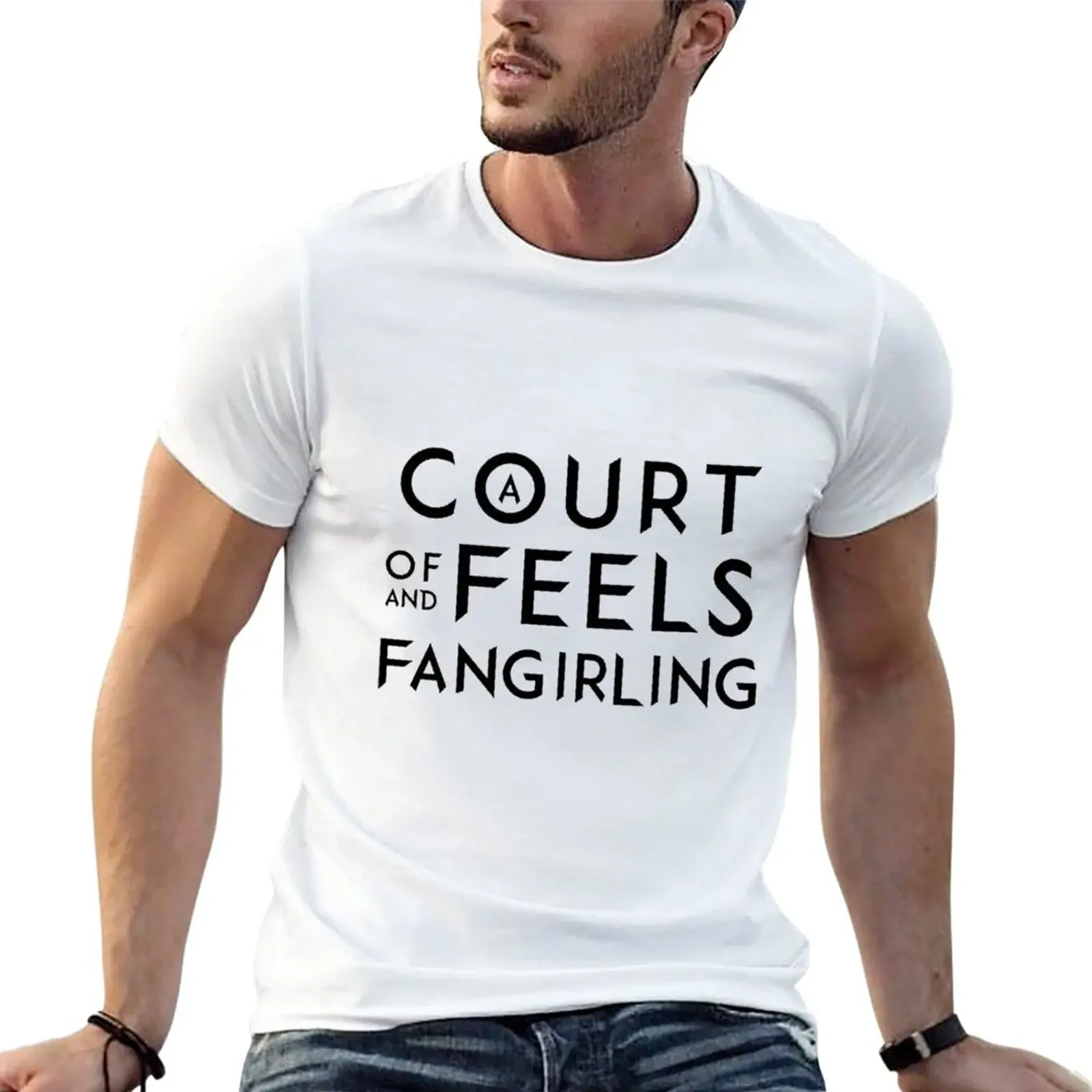 Футболка с надписью «A Court of Feel and Fangirling» | Футболка с надписью «A Court of Thorns and Roses» в стиле хиппи, одежда с принтом животных для мальчиков, мужская одежда