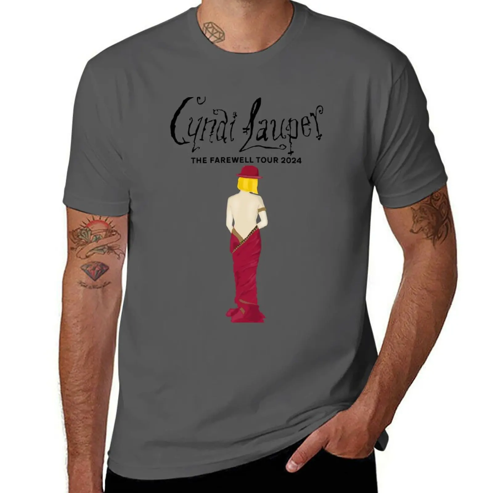 Cyndi Lauper The Farewell Tour 2024, мужская футболка, хлопковая мужская футболка, мужская футболка с графическим рисунком, футболка из 100% хлопка Мужская одежда