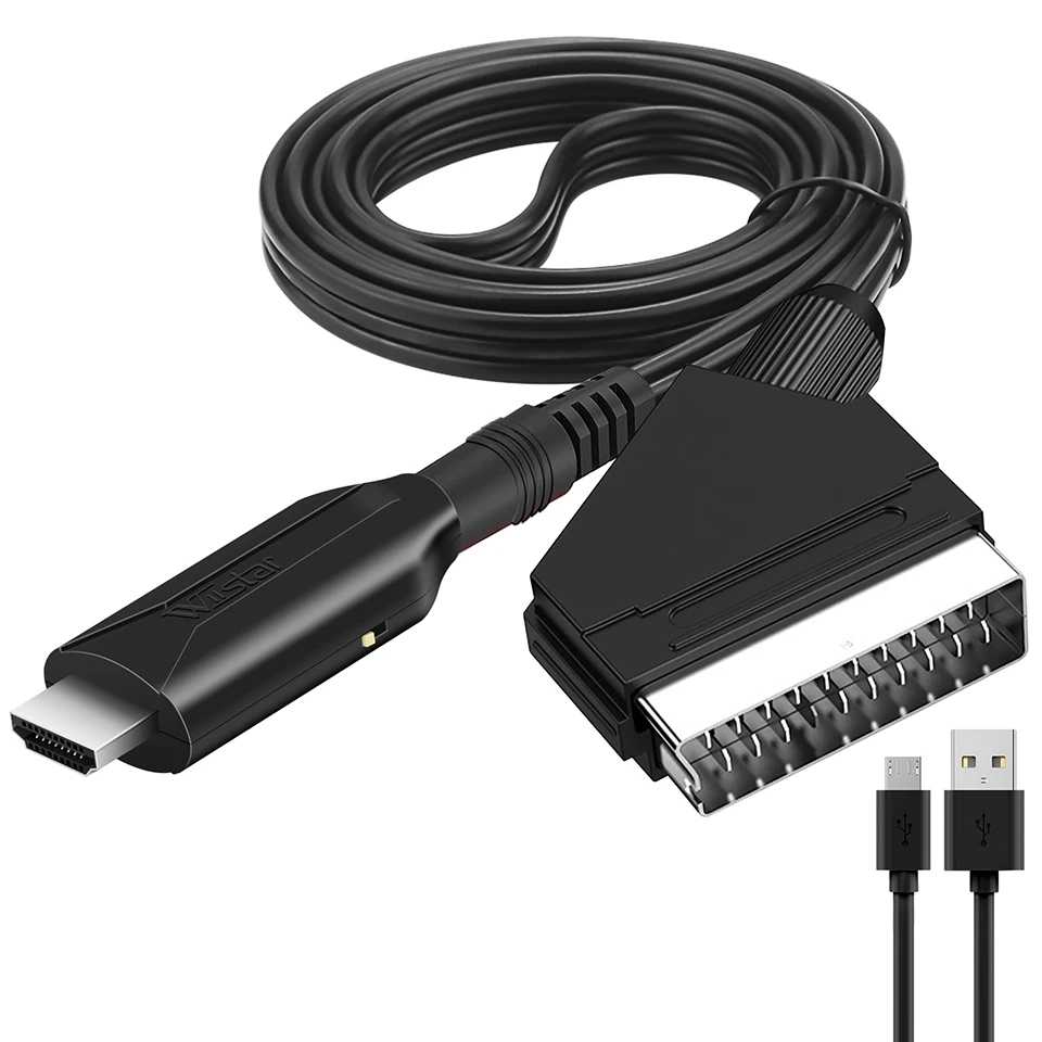 Кабель-преобразователь Аудио и видео Scart в Hdmi, 1080P, 1 м