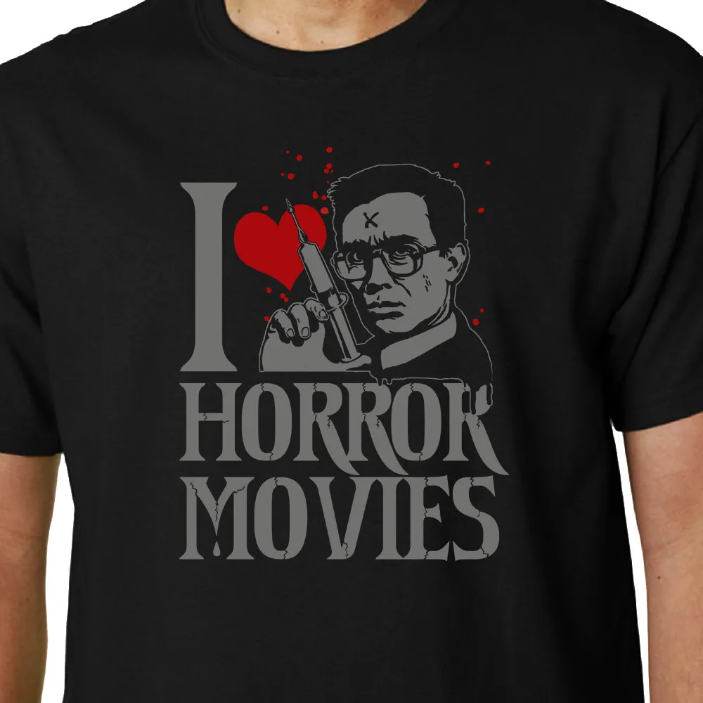 Футболка I Love Horror Movies REANIMATOR LOVECRAFT CULT FILM EVIL DEAD ZOMBIES