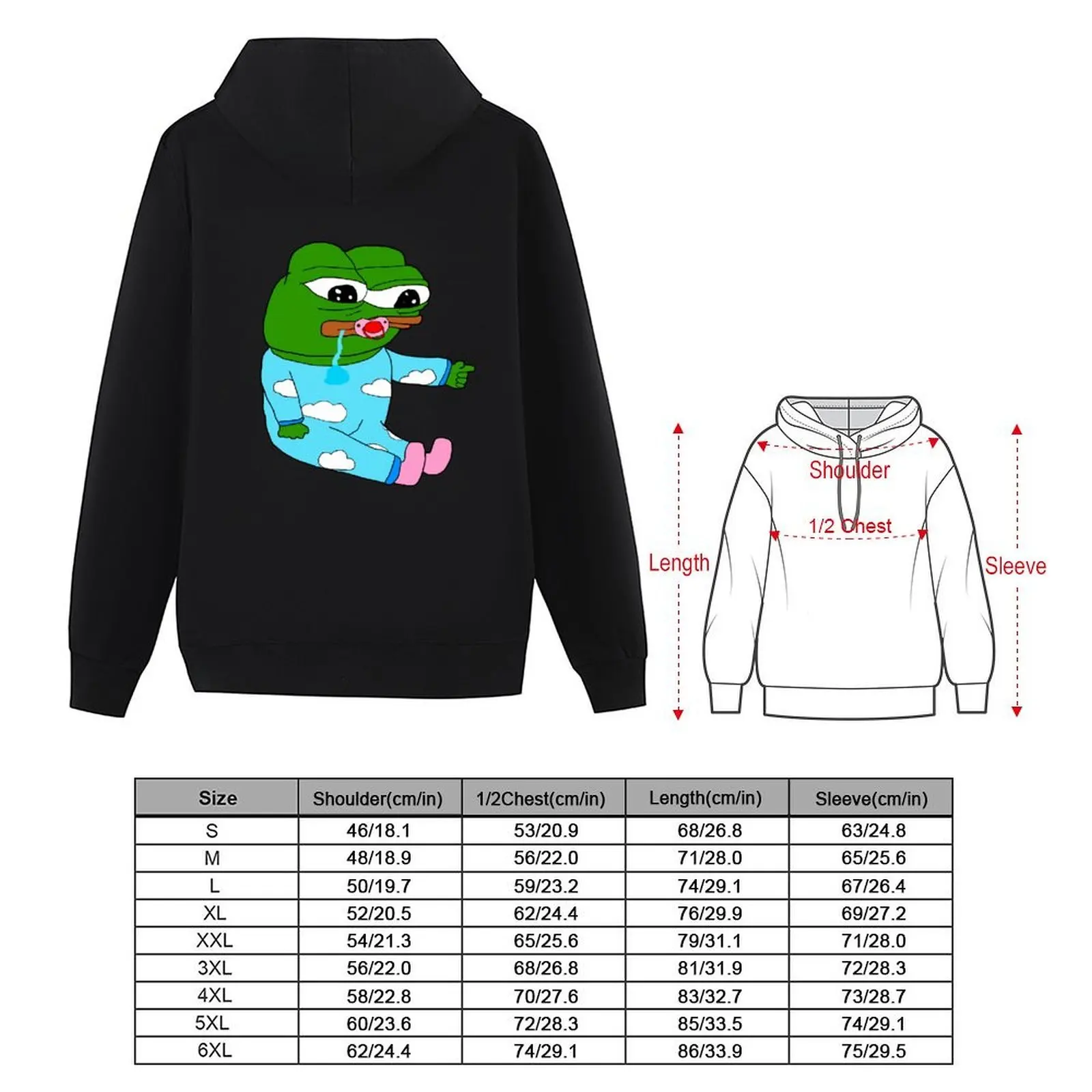 Фото Редкая толстовка с капюшоном Cute Baby Pepe, мужская осенняя одежда, одежда для мужчин, мужская одежда в корейском стиле, новые толстовки и блузки №4