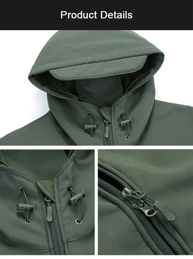 Фото 5XL 6XL Камуфляжная куртка из мягкой оболочки с твердым корпусом, флисовый толстый тактический костюм, пальто с капюшоном, производители красивой уличной куртки №2