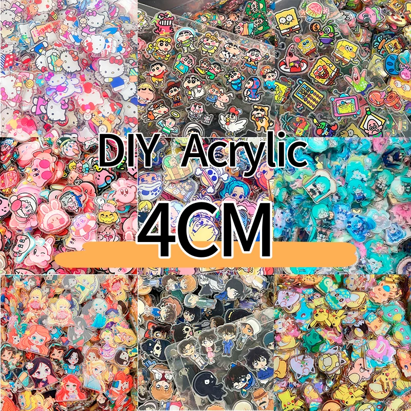 4 см 100-500 г акриловая нашивка Sanrio Pokemon Conan ONE PIECE Hazbin отель брелок наклейка на холодильник DIY акриловый материал
