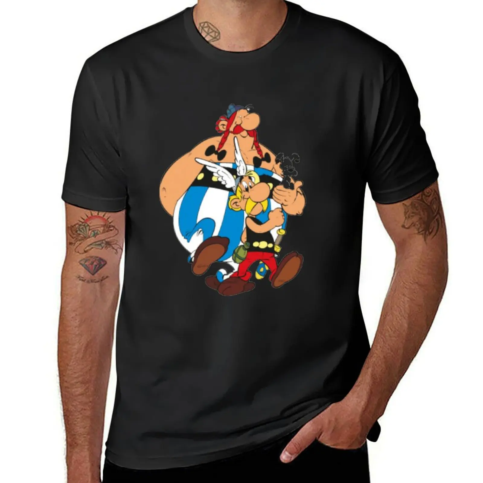 Obelix и Asterix Футболка с принтом животных для мальчиков летний топ под заказ Мужские Винтажные футболки