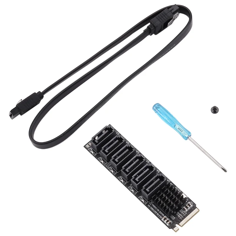 Фото Переходная карта M.2 MKEY PCI-E M.2 NVME к SATA3.0 PCIE к SATA 6Gpbsx6-портовая плата расширения ASM1166 Поддержка функции PM №5