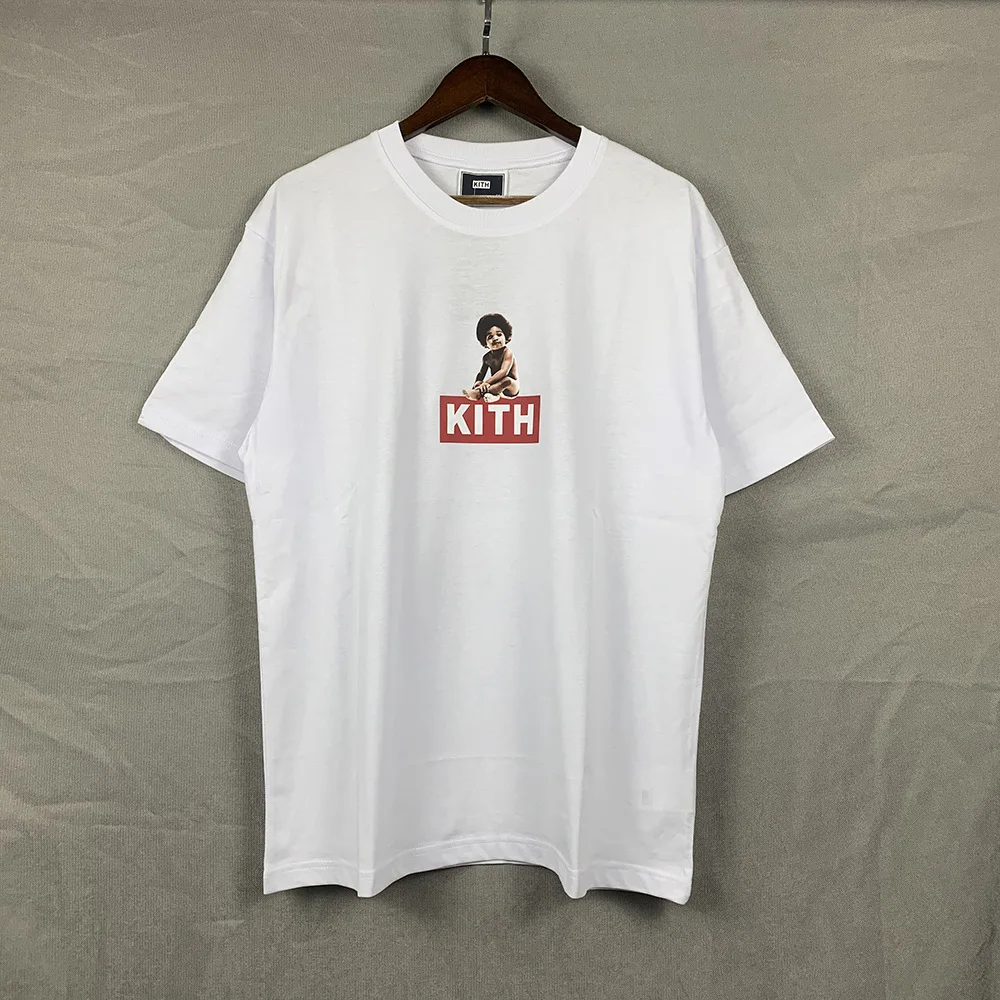 Фото Футболка KITH Tide мужская с коротким рукавом, модная повседневная рубашка свободного покроя, простая уличная одежда с принтом рэп-афро, лето 2023 №4
