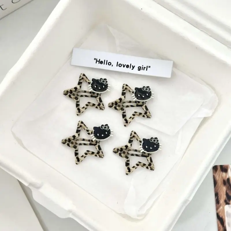 2 шт., заколка для волос Kawaii Sanrio HelloKitty, милая заколка для волос с рисунком черной пантеры, звездная серия, головные уборы в стиле аниме, заколка для волос для девочек, праздничный подарок