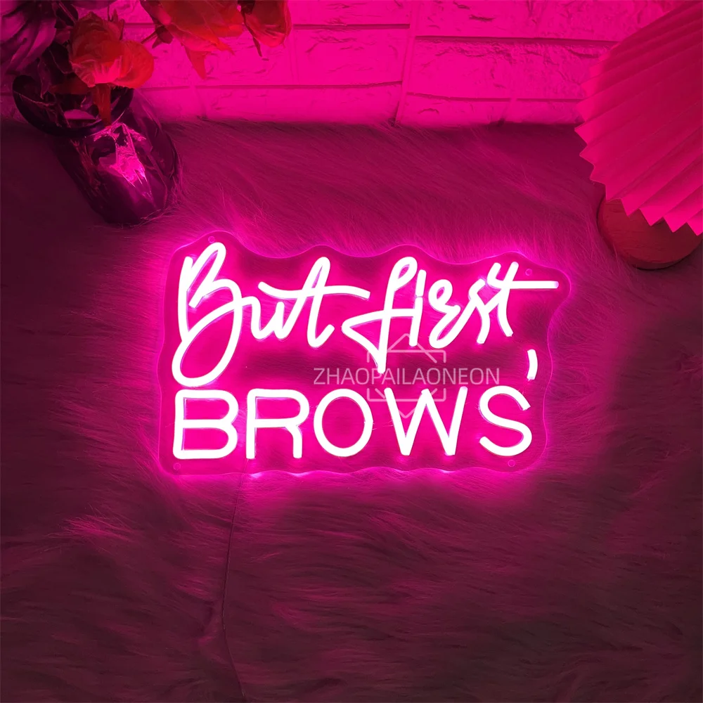 Фото Но первая неоновая светодиодная вывеска Brow Room Beauty Solon Настенный декор комнаты Светодиодные неоновые вывески Украшение магазина ресниц Деловые огни №3