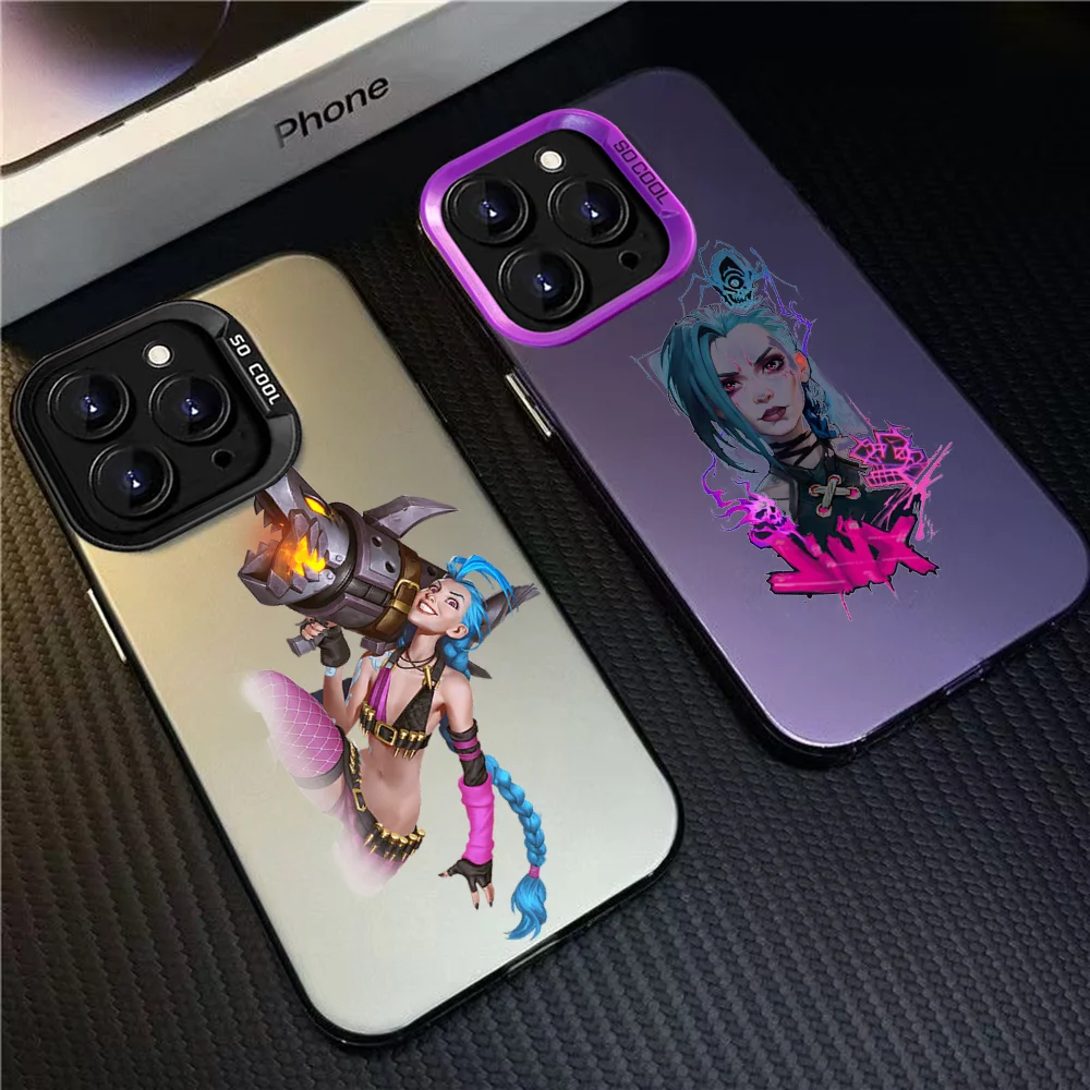 Модный крутой чехол для телефона J-JiNxES Game для iPhone 16 Pro Max 15 14 13 12 XS Plus 11, модный матовый чехол с лазерным градиентом Aurora Shockpro