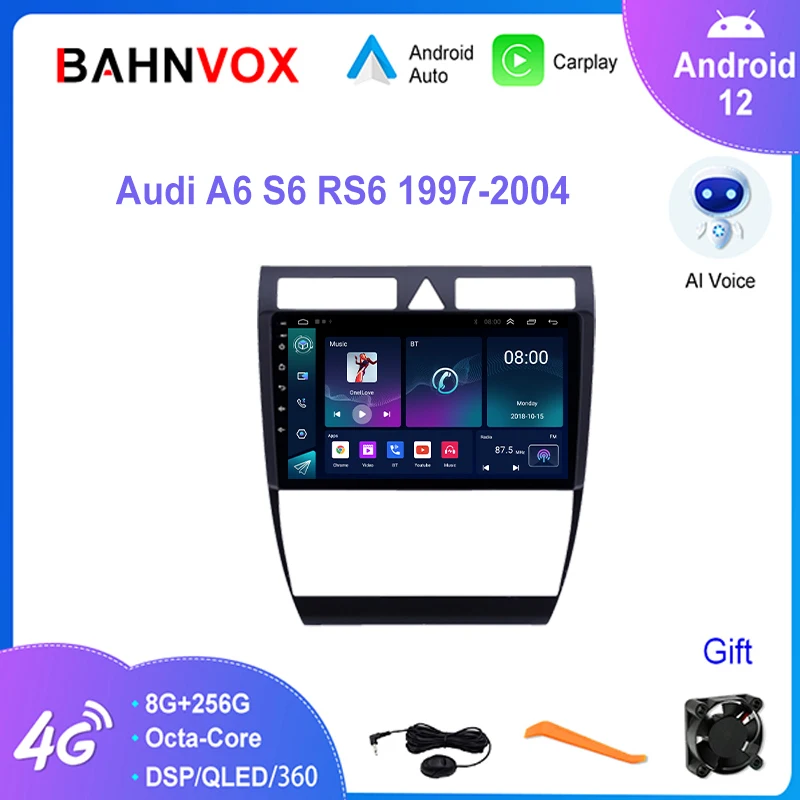 Автомобильный радиоприемник 9 дюймов Android 12,0 для Audi A6 S6 RS6 1997 2004 GPS-навигация мультимедийный экран плеер WIIF Carplay стерео головное устройство