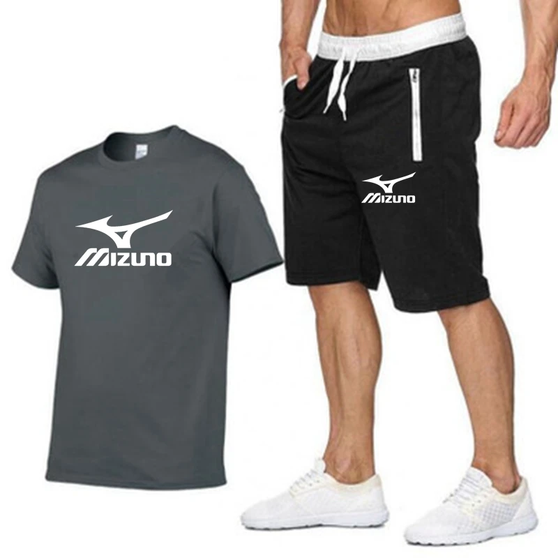 Мужской комплект футболки MIZUNO, летняя новейшая спортивная одежда, костюм, футболка из полиэстера с принтом + шорты, Быстросохнущий мужской костюм для бега, комплект из 2 предметов (art.: 3920c0c7d8dc2) - 3920c0c7d8dc2