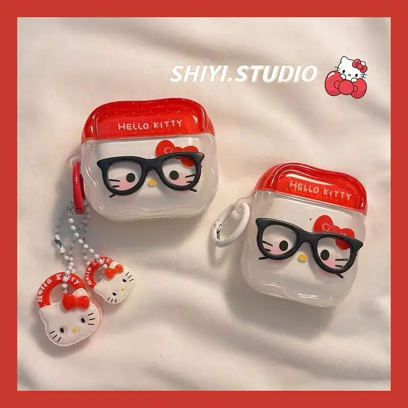MINISO Sanrio Hello Kitty защитный чехол для наушников аниме Airpods Pro Ins милые и крутые милые кавайные солнцезащитные очки новые Игровые фигурки и трансформеры