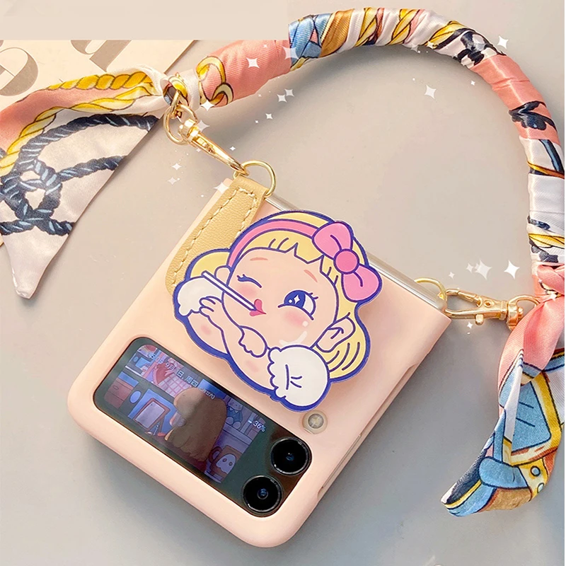 Чехол для телефона с откидной крышкой, 3 чехла для Samsung Galaxy Happy Girl dengan, чехол для Galaxy ZFlip3, шикарный чехол для упаковки