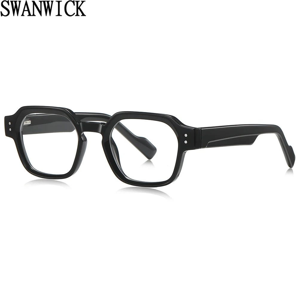 Swanwick TR90 очки с защитой от синего света для мужчин, ацетатные многоугольные квадратные очки в оправе, модные женские черные леопардовые прозрачные линзы Очки и аксессуары