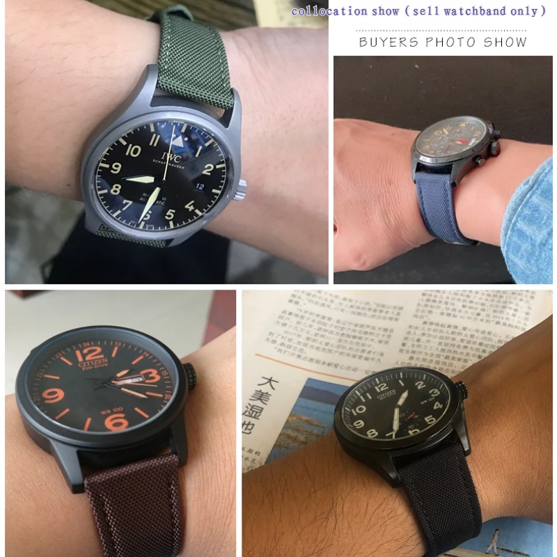 Фото Универсальный 19, 20, 22, 23, 24 мм для Tissot seiko SKX007 timex CITIZEN, нейлоновый спортивный ремешок для часов, парусиновый кожаный ремешок для часов, мужской браслет №3